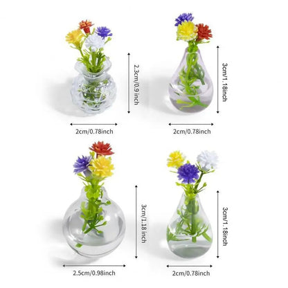 Mini Vase Magnets for Fridge Cute Tiny Magnetic Glass Vases Refrigerator Small Plant Pot for Locker Office Kitchen Decoration