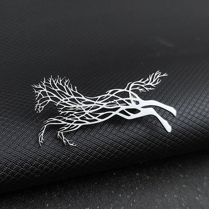 Luxury Running Horses Brooch Trendy Classic Zodiac Animal Lapel Pins Casual Jewelry Leopard Stainless Steel Brooches for Women