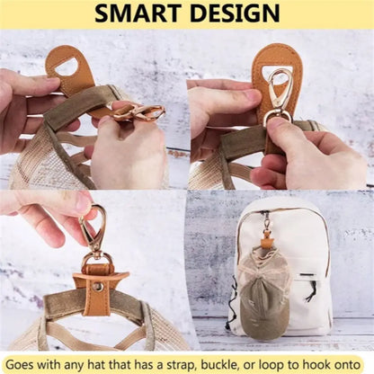 1Pcs PU Leather Hat Clip Hat Holder Hat Keep Clip Hands Free Storage Clip Buckle Outdoor Travel Hooks Handbag Accessories