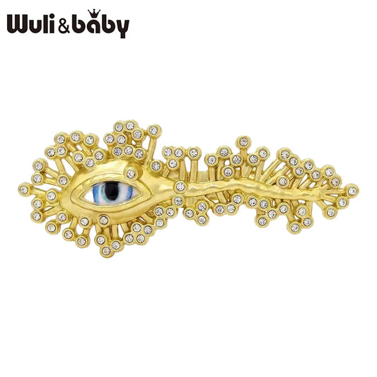 Wuli&baby Charming Artistic Eye Brooches For Women Unisex Luxury Rhinestone Love Eyes Office Party Brooch Pin Gifts