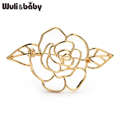Wuli&baby Lovely Rose-flower Brooches For Women Unisex 2-color Easy-match Plants Flowers Party Casual Brooch Pins Gifts