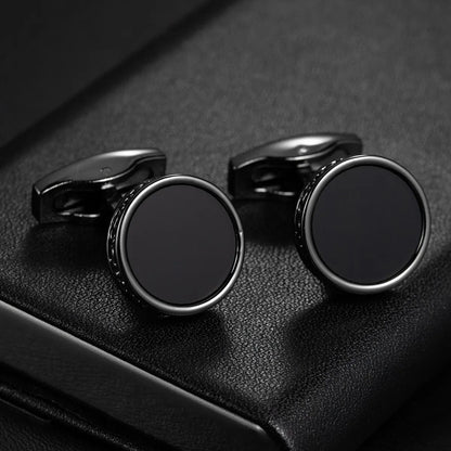 Round Cufflinks Mens For Business Shirt Wedding Party Men Cufflink Solid Cloth Rectangle Stripe Cuff links Accessories Wholesale
