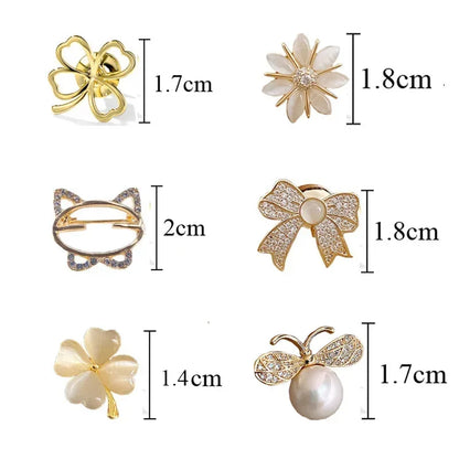 Fashion Brooch Flower Bow Brooches for Women Sweater Coat Clothing Accessories Metal Anti-glare Lapel Pin Fixed Clothes Pins