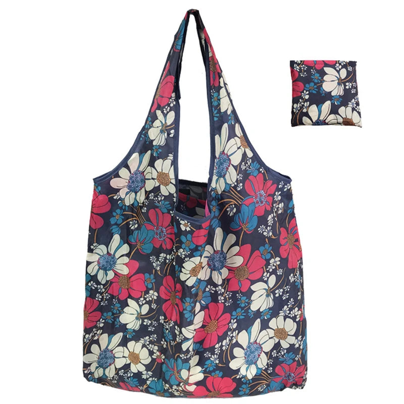 Shopping Bags Fashion Portable Various Prints and Large Capacity Convenient Nylon Easy to Fold Package Travel Essential