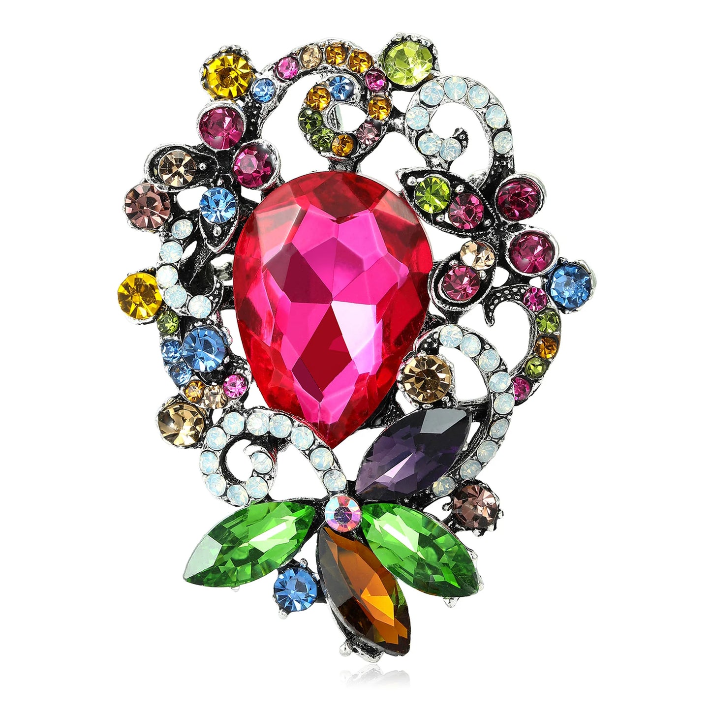Beaut&Berry Luxury Crystal Glass Flower Brooches for Women Unisex Rhinestone Pins Casual Party Jewelry Accessories Gifts