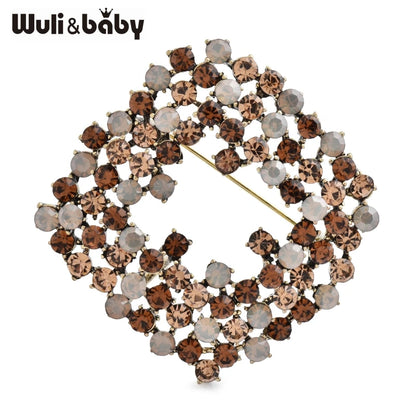 Wuli&baby Shining Geometric Brooches 4-color High Quality Rhinestone Rhombus Elegant Office Party Brooch Pins Gifts