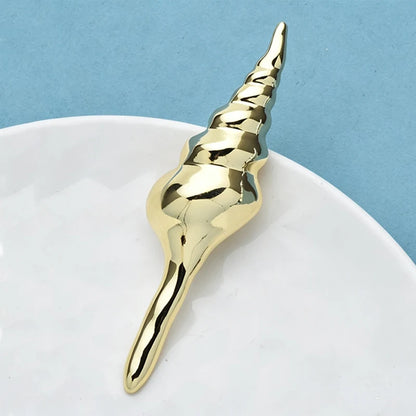 Wuli&baby Stainless Steel Conch Brooches For Women Unisex 2-color Summer Seashell Animal Casual Party Brooch Pin Gifts