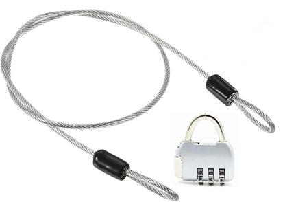 Security Steel Cable with 3 Digit Combination Lock Travel Padlock 1M Coated Safety Wire Rope Double Loop for Luggage Suitcase