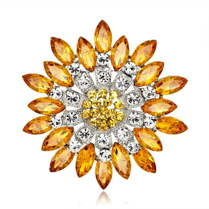 New retro men and women's fashion versatile brooches shiny crystal big flowers rhinestone pin accessories jewelry gifts