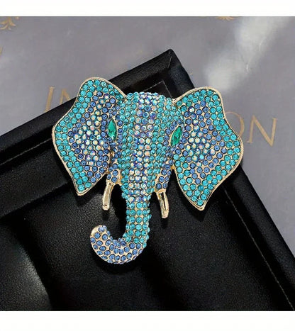 Vintage Women Men Fashion Palace Design Elephant Rhinestone Brooches Pins Retro Middle Unisex Suit Dress Badges Buckle Jewelry
