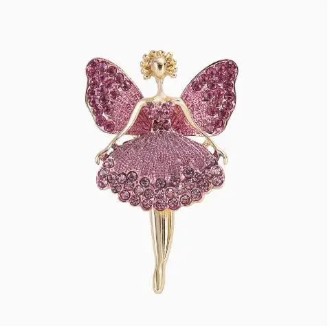 Fashionable and cute angel brooch with full diamond alloy clip