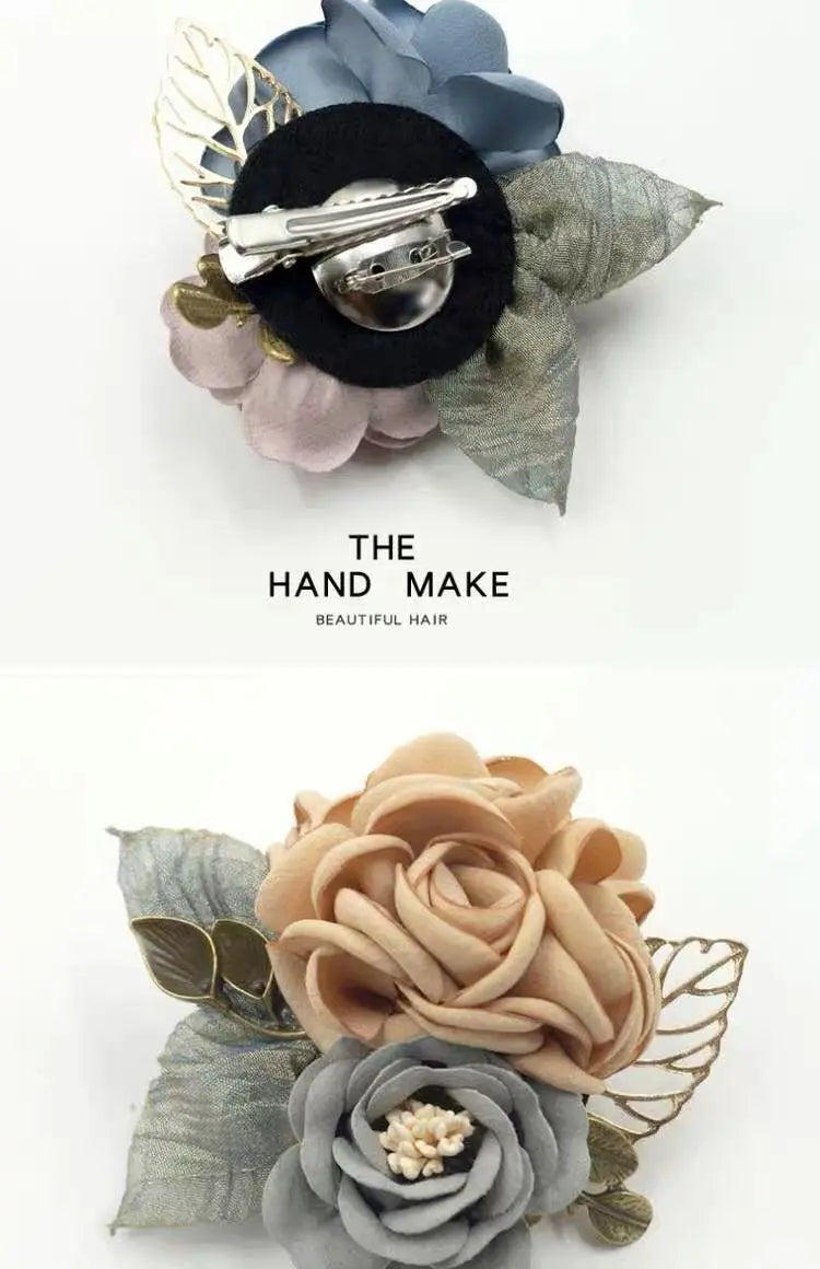 Luxury woman brooches Rose brooch fabric flower corsage shawl button sweater coat temperament pin accessories