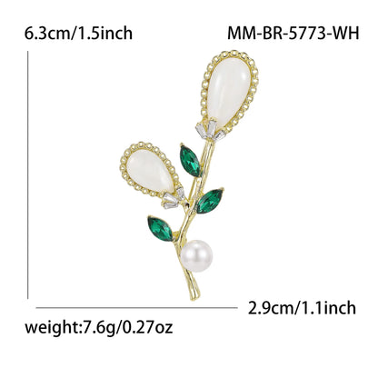 Beaut&Berry Trendy Enamel Flower Brooches for Women Unisex Plant Pins Casual Party Jewelry Accessories Gifts Decoration
