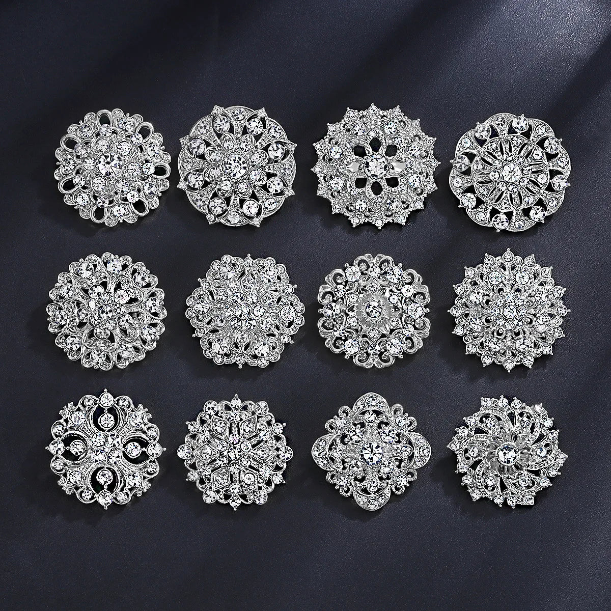 12Pcs/Set Fashion Simple Pearl Flower Brooches Alloy Rhinestone Muslim Bouquet Pin for Women Bridal Shower Party Dress Clothes