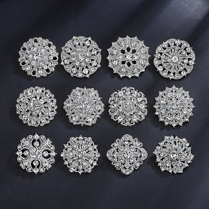 12Pcs/Set Fashion Simple Pearl Flower Brooches Alloy Rhinestone Muslim Bouquet Pin for Women Bridal Shower Party Dress Clothes