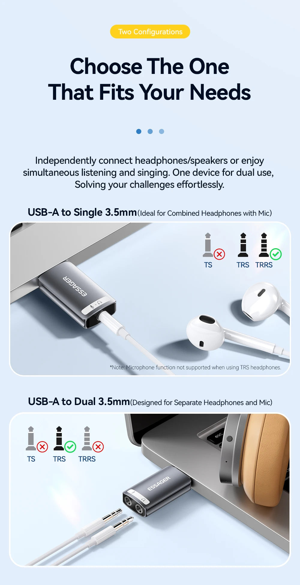 Essager USB Sound Card External 3.5mm USB Adapter Mic Headphone  Audio  Adapter Speaker Interface For Laptop Computer PS5 PS4