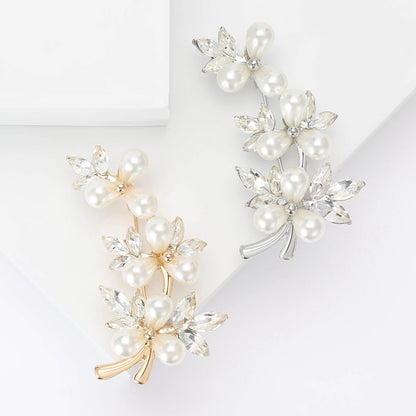 Beaut&Berry Luxury Pearl Plum Flower Brooches for Women Unisex Plant Pins Casual Party Jewelry Accessories Gifts Decoration
