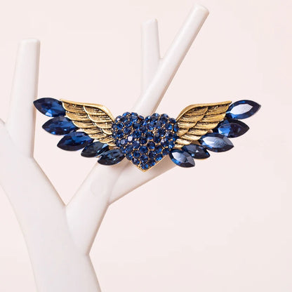 Sparkling Crystal Love Angel Wings Brooch Women's Luxury Dress Wedding Decorations Souvenir Gifts
