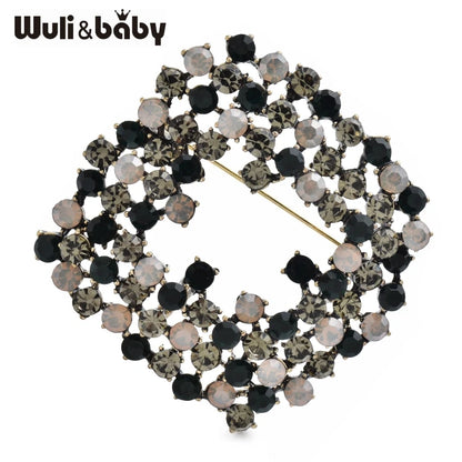Wuli&baby Shining Geometric Brooches 4-color High Quality Rhinestone Rhombus Elegant Office Party Brooch Pins Gifts