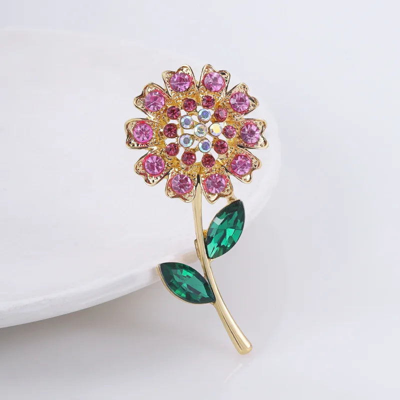 SHMIK High-end Women Girls Fashion Elegant Crystal Daisy Brooch Badges Fashion Exquistie Lady Wedding Party Pin Jewelry Buckles
