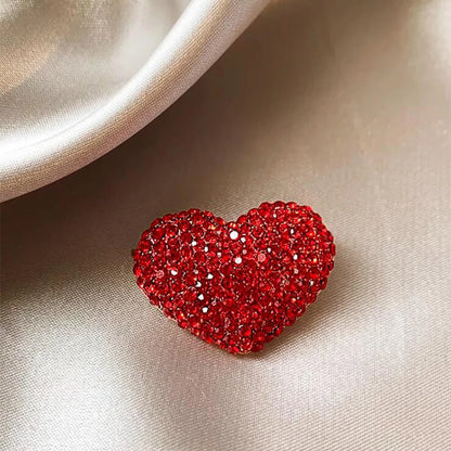 Shining Red Heart Brooches For Women Unisex Rhinestone Love Party Office Brooch Pins Gifts