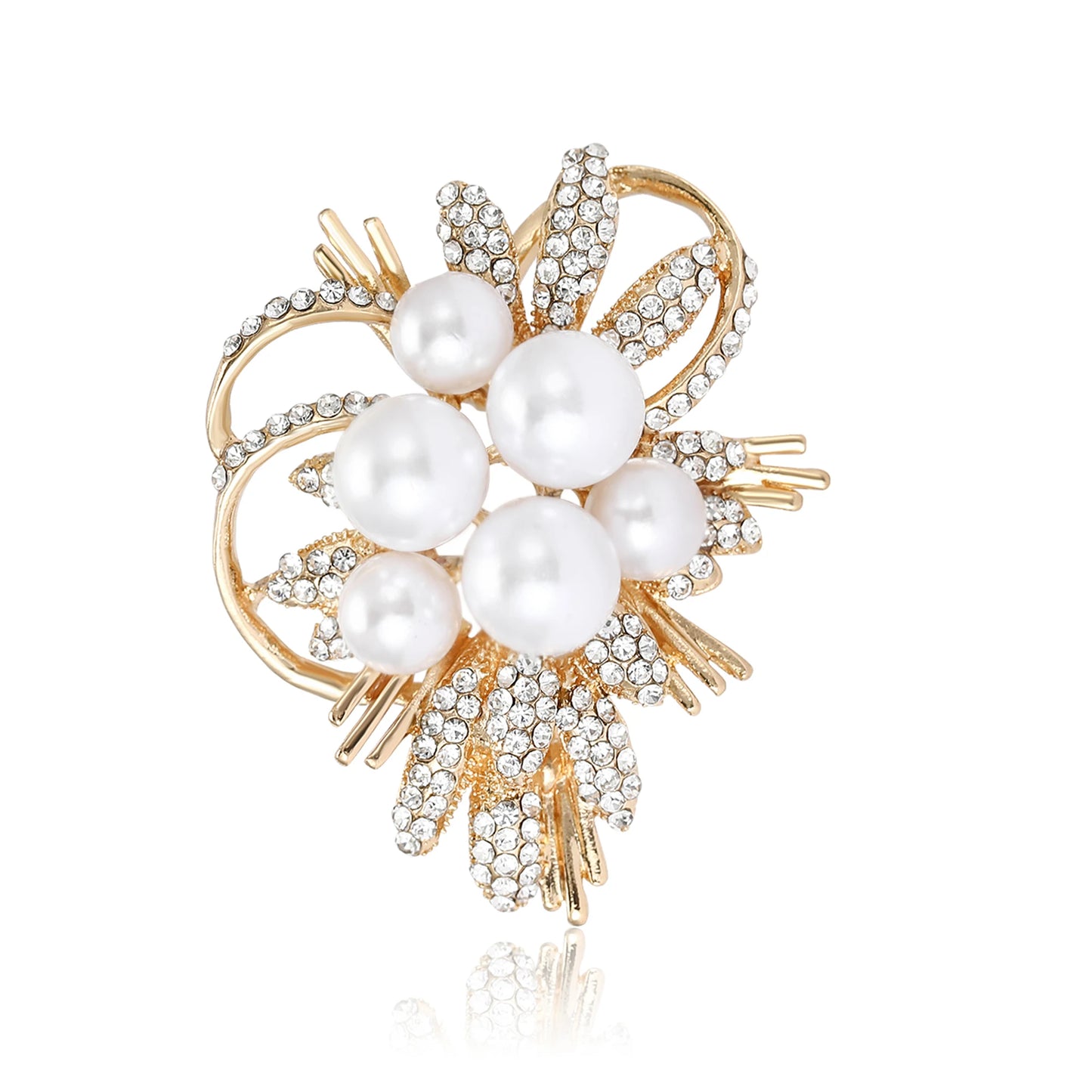 Beaut&Berry Trendy Luxury Pearl Bouquet Brooches for Women Unisex Plant Pins Friends Party Gifts Banquet Jewellery Accessories
