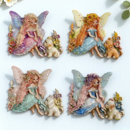 Baroque Luxury Beautiful Wings Little Girl Puppy Fairy Design Men's and Women's Brooch Pin, Jewelry Accessories for Clothing
