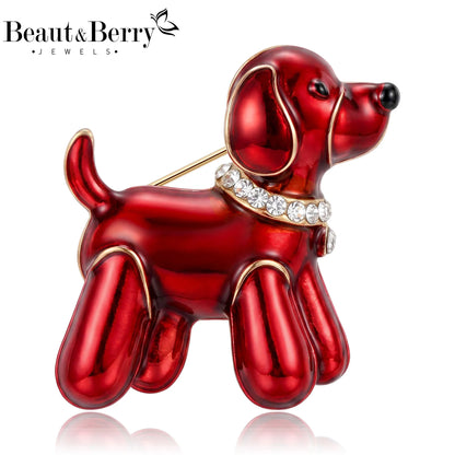 Beaut&Berry Trendy Enamel Dog Brooches for Women Unisex Animal Pins Casual Party Jewelry Accessories Gifts Decoration