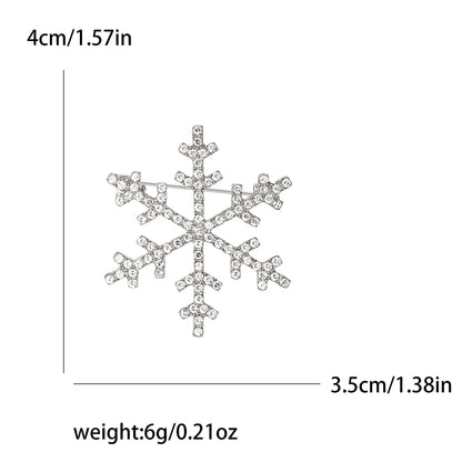Christmas Rhinestone Snowflake Brooches for Women Unisex Pearl Flower Pins Office Party Friend Gifts Jewelry Accessories