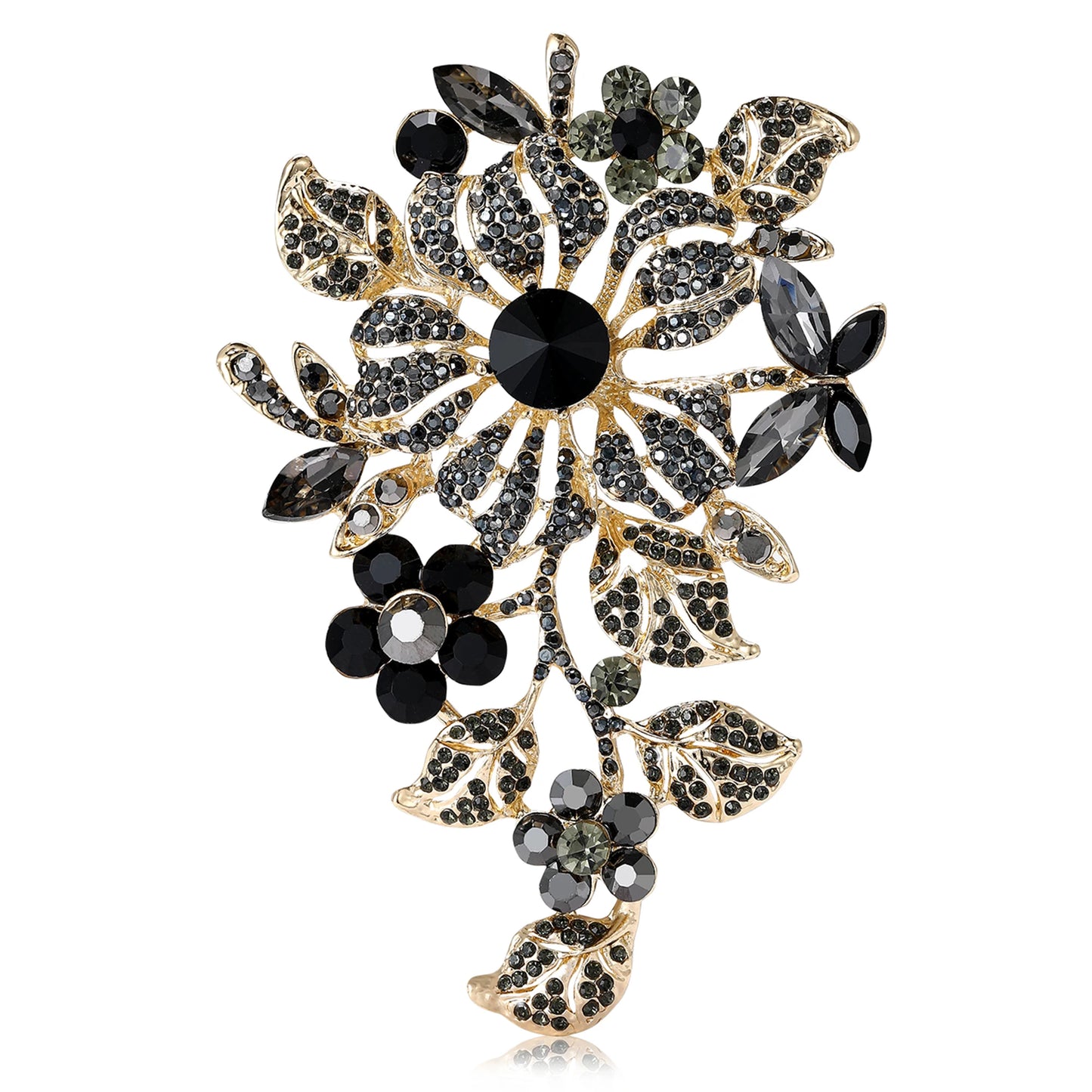 Beaut&Berry Luxury Crystal Glass Flower Brooches for Women Rhinestone Pins Friends Party Gifts Banquet Jewellery Accessories
