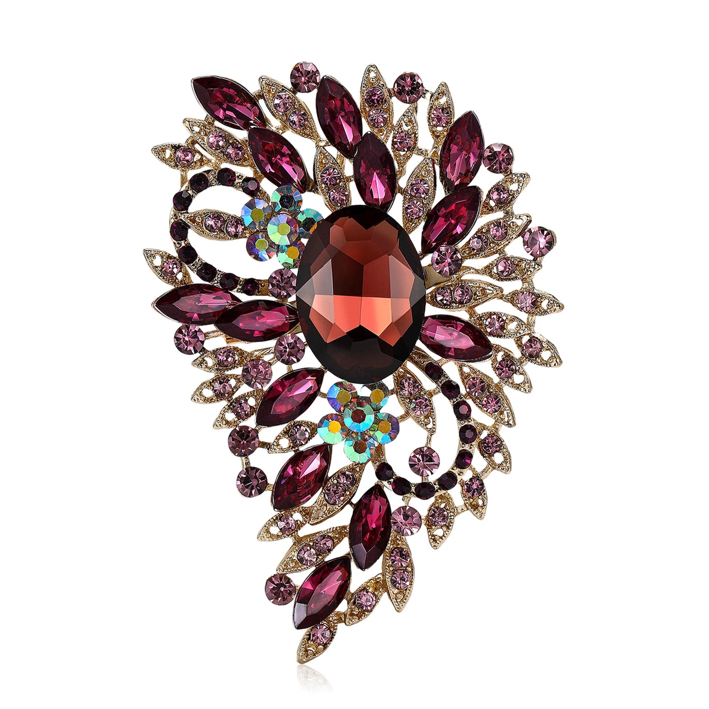 Beaut&Berry Luxury Crystal Large Glass Brooches for Women  Rhinestone Pins Friends Party Gifts Banquet Jewellery Accessories
