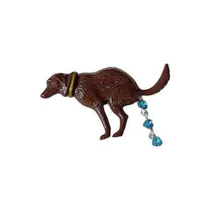 Wuli&baby Interesting Pooping Dog/Christmas tree Brooches For Women Enamel Lovely Shitting Puppy Party Casual Brooch Pins