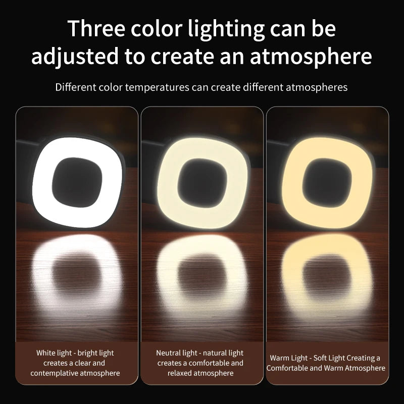 Single-Axis Phone Grip with Bluetooth LED Selfie Light, Adjustable Angle for Smartphone Photography, Video Live Streaming