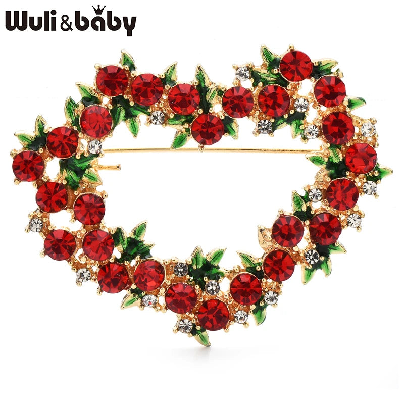 Wuli&baby Sparkling Heart Brooches For Women Unisex 4-color Rhinestone Love Party Office Clothes Brooch Pins Gifts