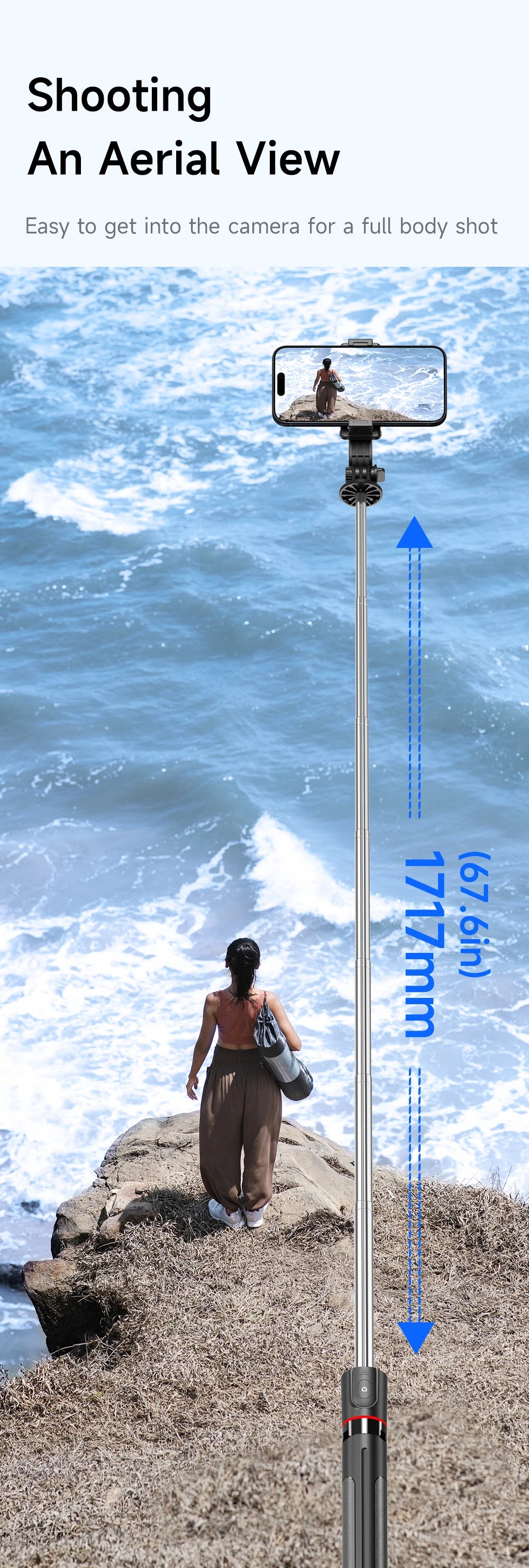 F15 with Wireless Remote 68 Inch Selfie Stick Phone Desktop Stand Tripod for Iphone Android Smartphone Shooting Vlog
