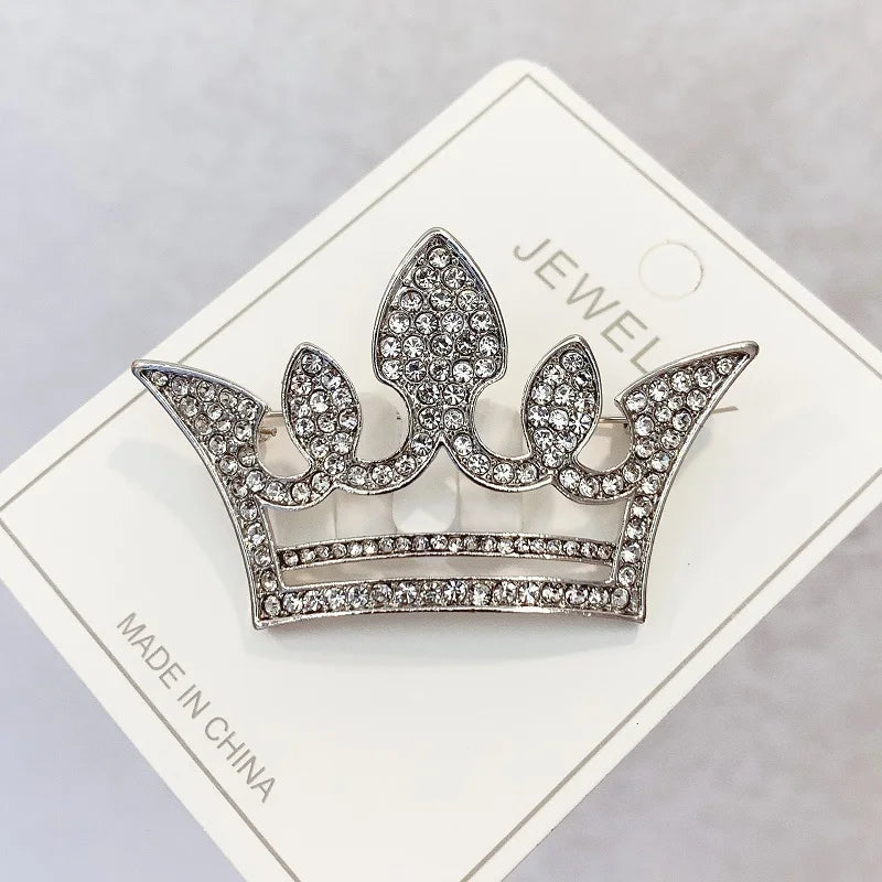 Fashion Crown Brooch For Women Vintage Zircon Crystal Luxurious Jewelry Girl Princess Gift