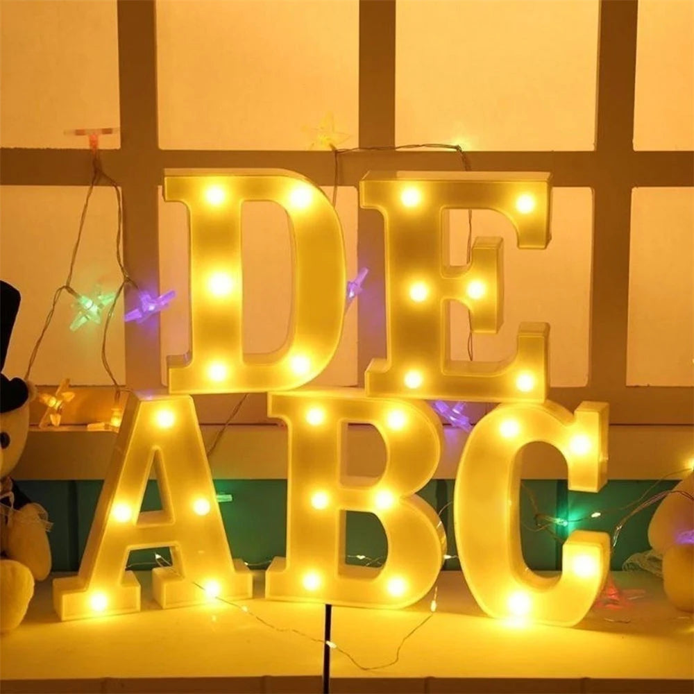 Alphabet LED Night Lights Luminous Number Letter Lamp 16cm Letter Light for Home Wedding Birthday Christmas Party Decoration