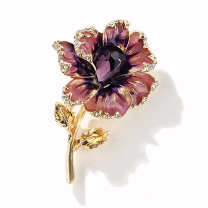 New Enamel Tulip Chrysanthemum Rose Sunflower Flower Brooch for Women Elegant Fashion Classic Flower Weddings Party Brooch Pins