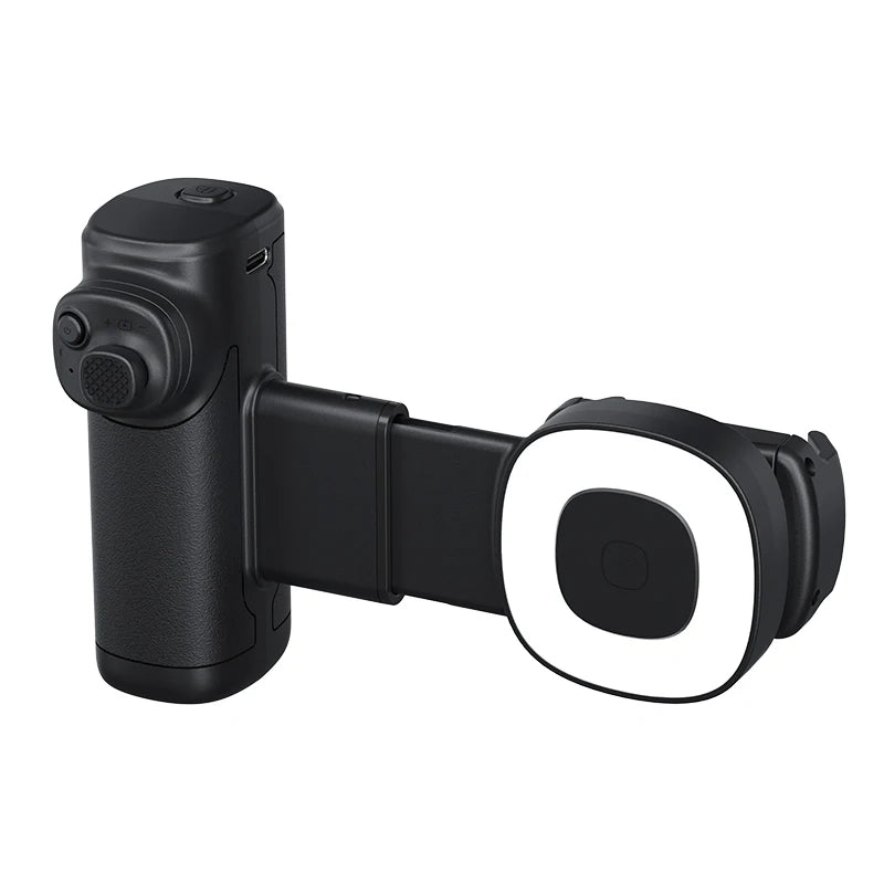 Single-Axis Phone Grip with Bluetooth LED Selfie Light, Adjustable Angle for Smartphone Photography, Video Live Streaming