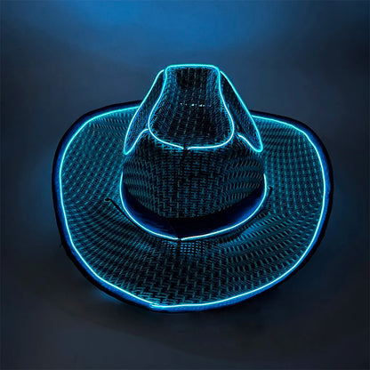 LED Glowing Cowgirl boy Hat Neon Luminous Bride Hat For Holiday Light Up Supplies Fluorescent Party Props Bachelorette Party Hat