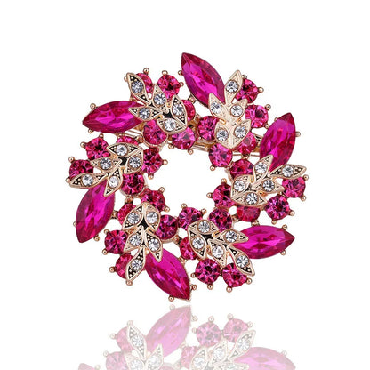 SKEDS High-end Women  Exquisite Crystal Flower Badges Pin Fashion Creative Luxury Rhinestone Shining Brooch Corsages