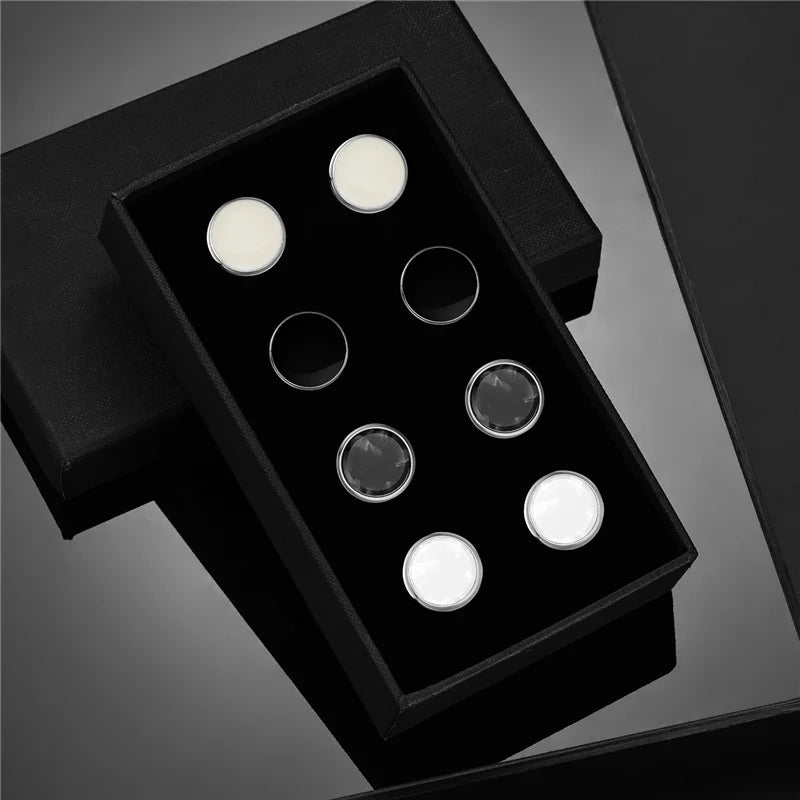 4 Pair Cufflinks For Mens With Gift Box Man Shirt Cufflinks Wedding Guests Gifts Men Gift For Husband Business Tie Clip T0204022
