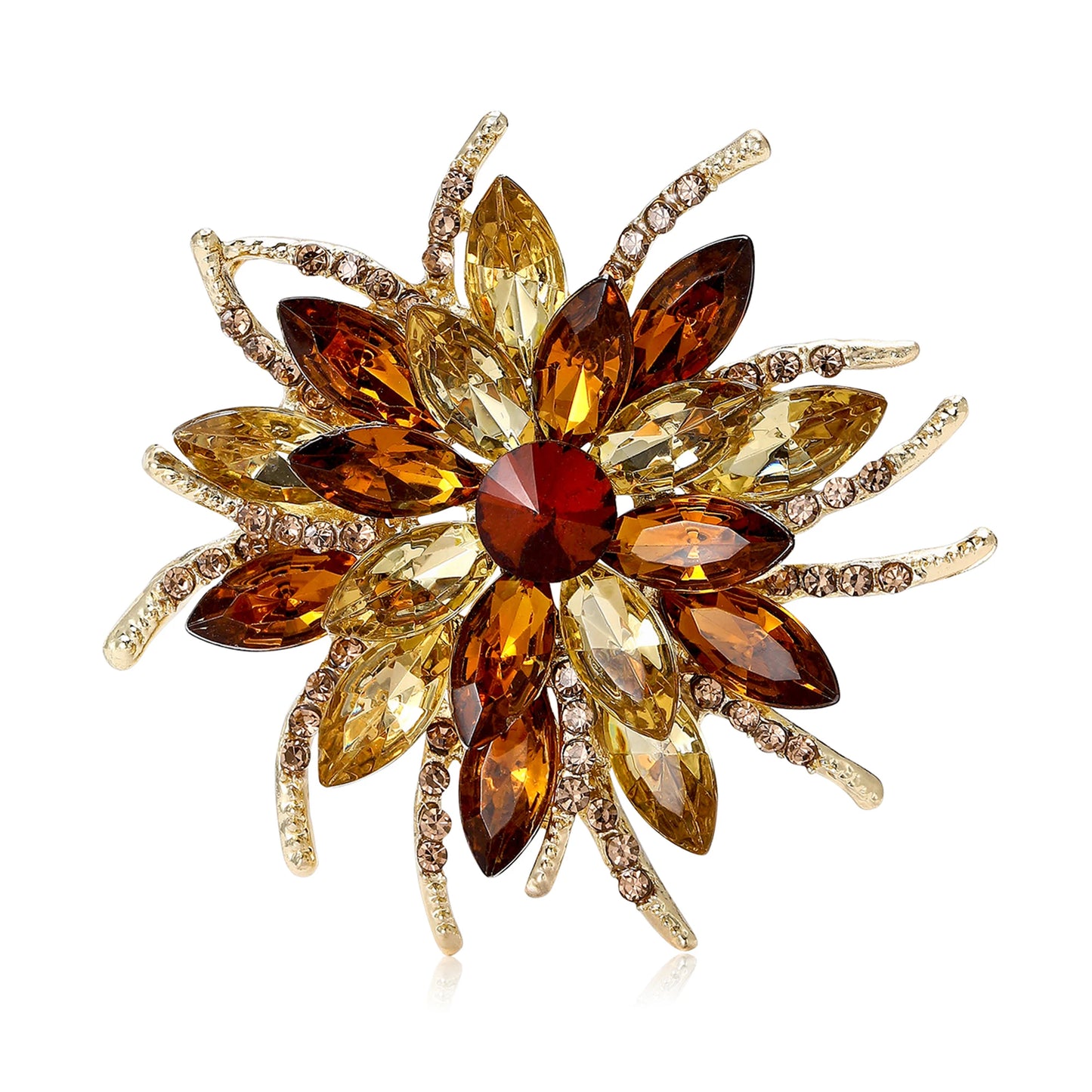 Beaut&Berry Luxury Crystal Glass Flower Brooches for Women Rhinestone Pins Friends Party Gifts Banquet Jewellery Accessories