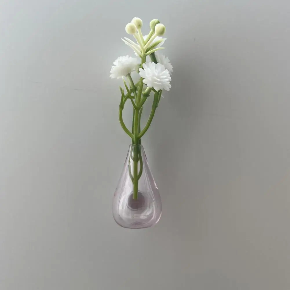 Mini Vase Magnets for Fridge Cute Tiny Magnetic Glass Vases Refrigerator Small Plant Pot for Locker Office Kitchen Decoration