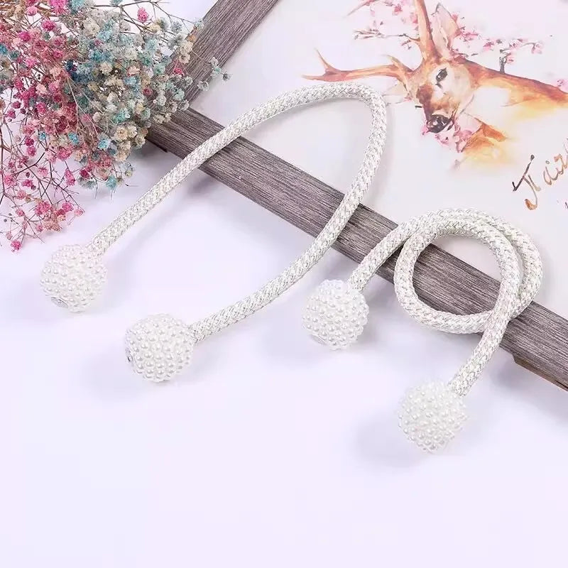 2pcs magnetic curtain tiebacks, a pair set, French-style mutual attraction premium gathering ropes, no drilling required.