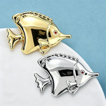 Wuli&baby Stainless Steel Fish Brooches For Women Unisex Lovely 2-color Polished Sea Animal Party Casual Brooch Pins Gifts