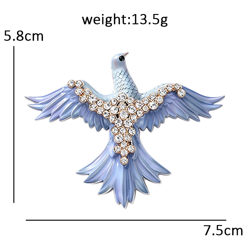 Wuli&baby Flying Pigeon Brooches For Women Unisex 3-color Rhinestone Enamel Peaceful Dove Bird Animal Brooch Pin Fashion Gifts