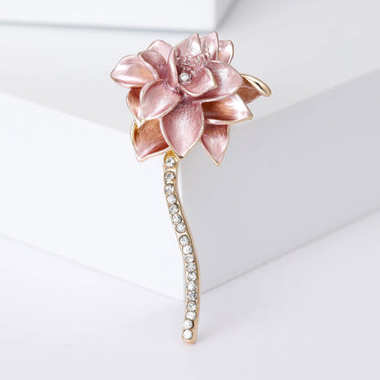 Luxury Pearl Enamel Flower Brooches for Women 4-color Botanical Pins Elegant Casual Accessories Perfect Gifts
