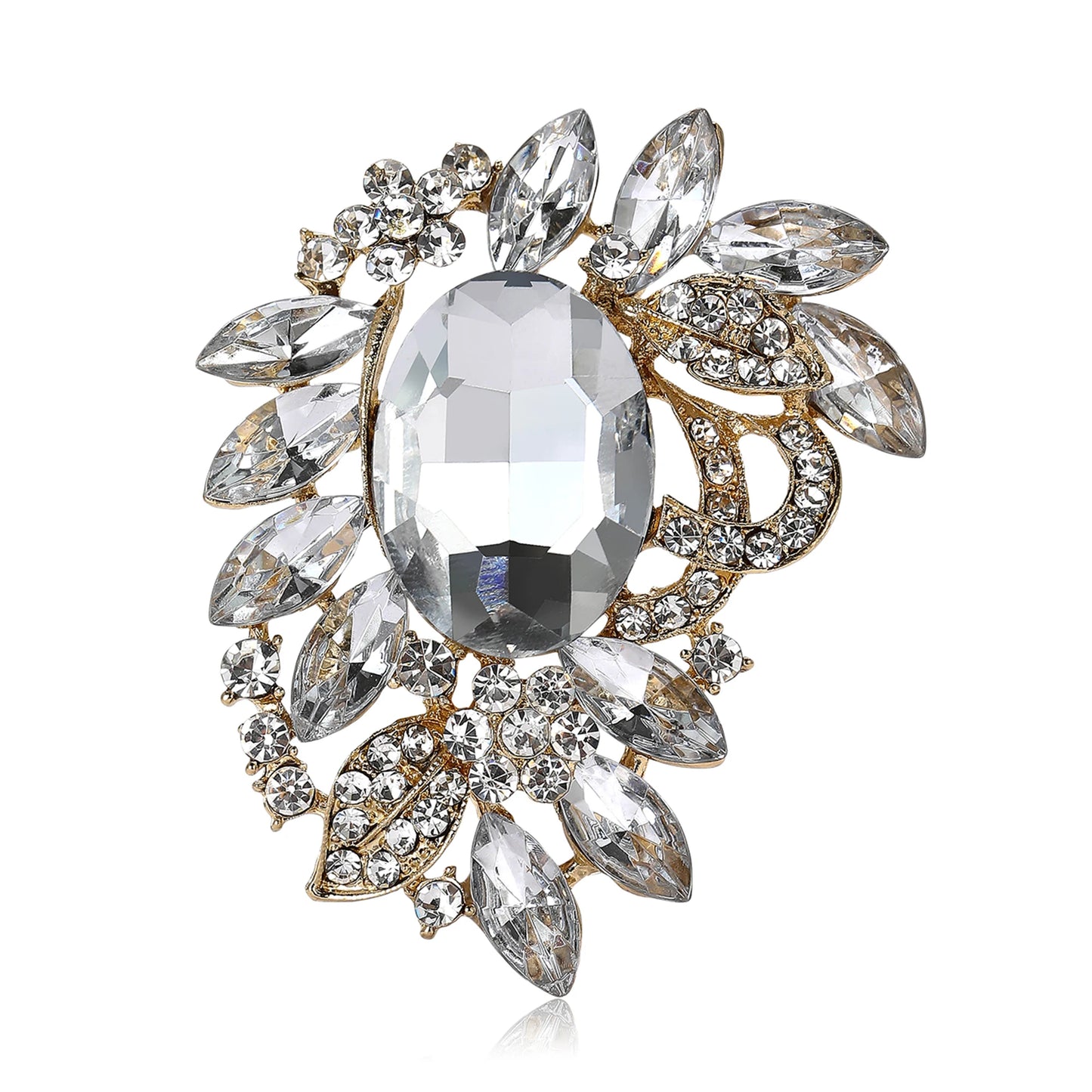 Beaut&Berry Luxury Crystal Glass Brooches for Women Rhinestone Pins Friends Party Gifts Banquet Jewellery Accessories