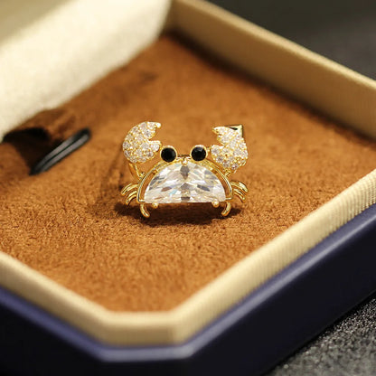 Lovely Designed Multicolor Zircon Crab Brooches For Women Fashion Casual Crystal Animal Pins Party Clothes Jewelry Unisex Gift